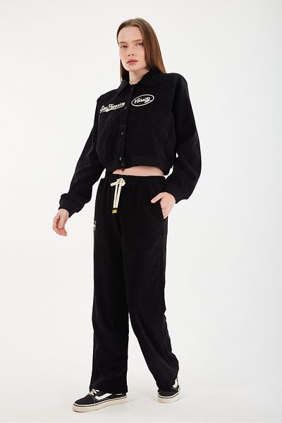 POODLE Women's Appliqued Bomber Jacket and Sweatpants Set