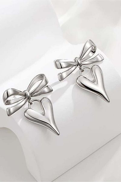 By Zeyna Aksesuar Heart and Ribbon Design - Women's Custom Earrings Zyn9