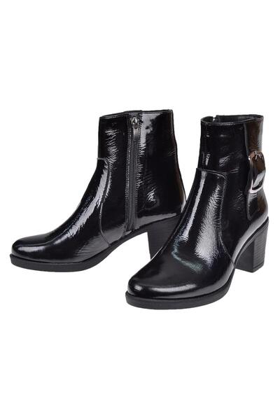 pullman Hakiki Deri Topuklu Kadın Bot KON-20340 SİYAH RUGAN