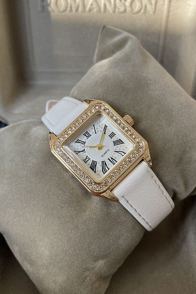 Leerybee Women's Leather Wristwatch with Stone Detail - Nla-280