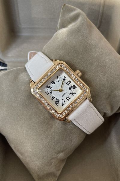 Leerybee Women's Leather Wristwatch with Stone Detail - Nla-280