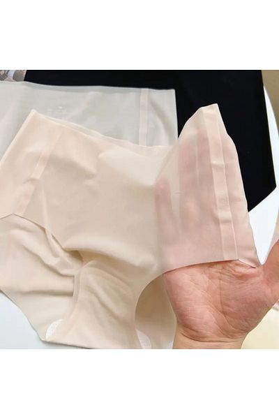SWEETKORSE 3'lü Set Buz Ipek Iz Yapmaz Dikişsiz Hayalet Ince Lazer Kesim Mikro Şeffaf Yüksek Bel Külot Fuşya