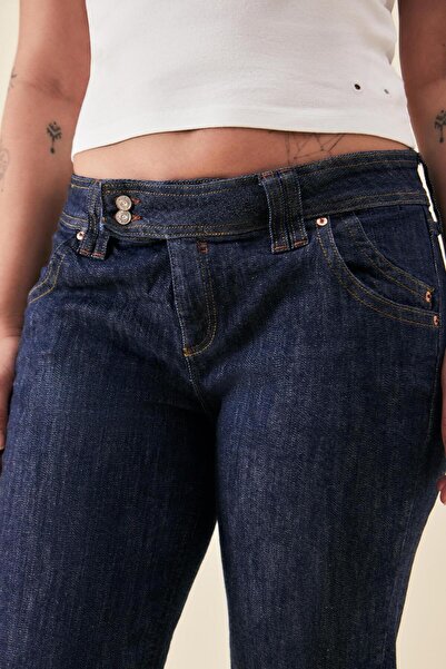 september island Grizzled Navy Blue Low Waist Flare Jeans