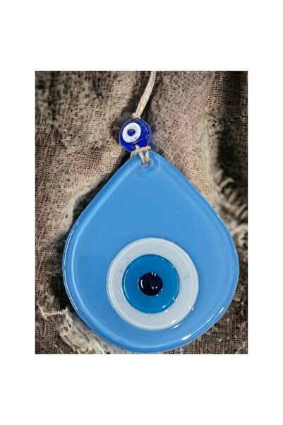 FREEDOM STOREE زخرفة حائط زجاجية مزخرفة بنمط قطرة زرقاء متوسطة الحجم