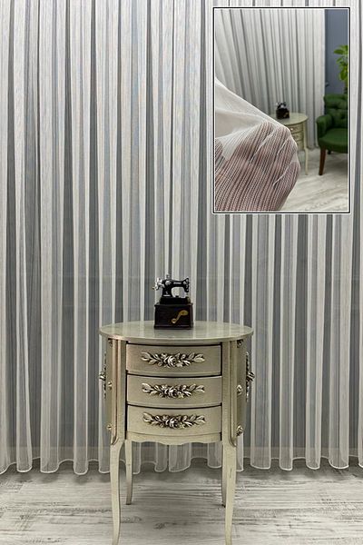 PERDECITY Striped Heavy Weight Delicate Tulle Curtain 300 X 260 1X2 Sparse Pleat