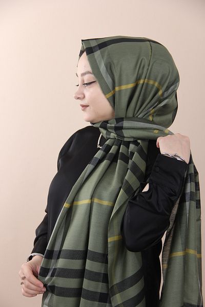 Sima Χακί καρό σάλι Burberry