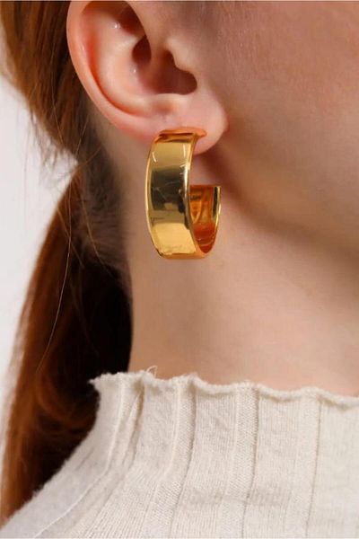 By Zeyna Aksesuar Special Design Women's Hoop Earrings - 3.5 cm Zyn19