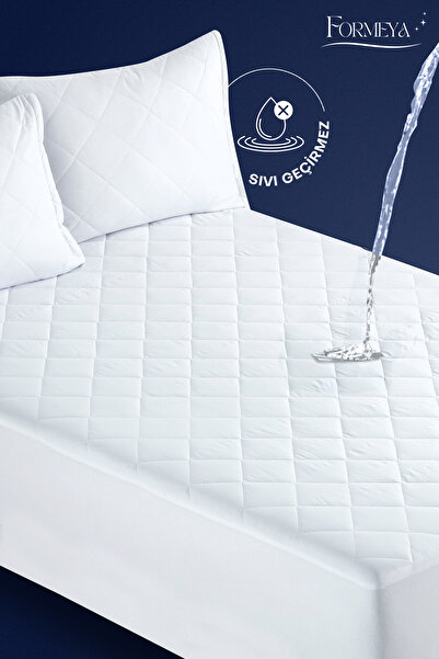Formeya Wasserdichter, gesteppter Matratzenbezug, 100 % Baumwolle, Spannbettlakenschutz, Einzel-/Doppel-/Kingsize-Größe