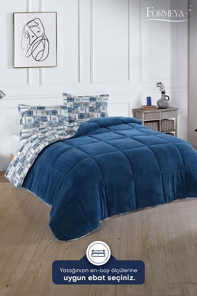 Formeya Luxuriöse Wellsoft-Einzeldecke – doppelseitig, mit Kissenbezug, 155 x 215 cm