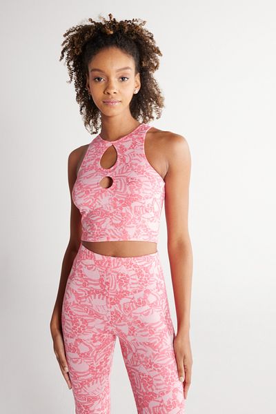 WRANGLER Regular Fit Regular Cut Crew Neck Strap Pink Crop Blouse