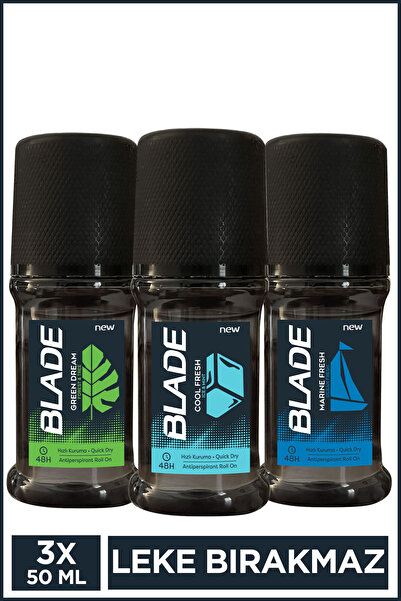 Blade Erkek Roll On Tanışma Seti 3x50 Ml (Marine,Green,Cool) Leke Bırakmaz