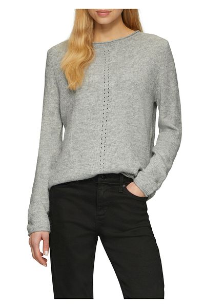 QS by s.Oliver Soft Knitted Pullover with a Stand-Up Collar and Rolled Edges