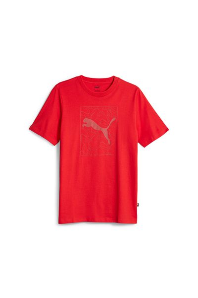 Puma Графична тениска с котка за всички червени мъжки тениски с къс ръкав