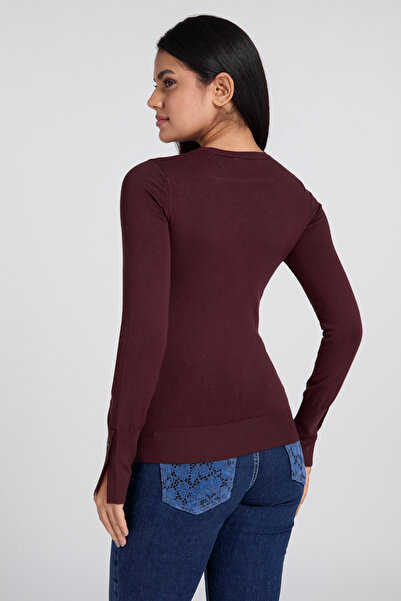 Guess ELINOR RN LS SWTR - ECO VISCOSE POLY HOLLY YARN