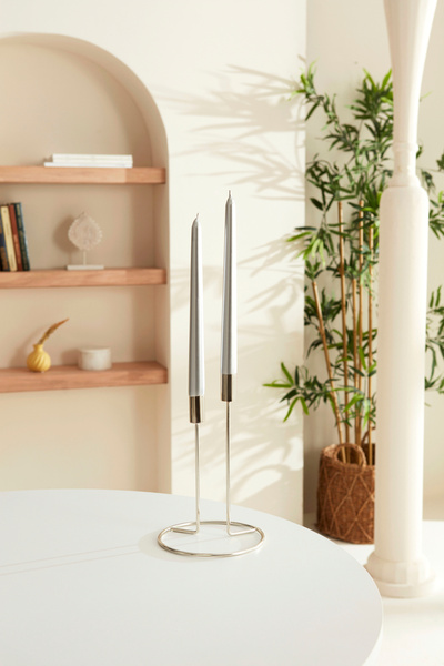 Karaca Andy 2li 24 cm Gümüş Şamdan Mum