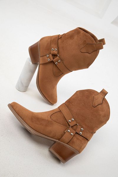 SOHO Tan Suede Γυναικείες Μπότες - 20117 Model Bootie