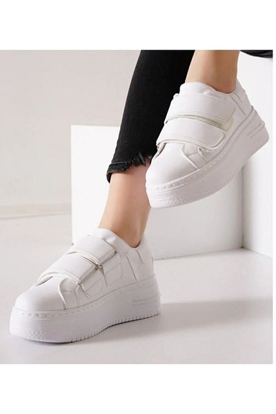 GARAJJ Pantofi de damă Snekear cu talpă înaltă și bandă dublă Velcro