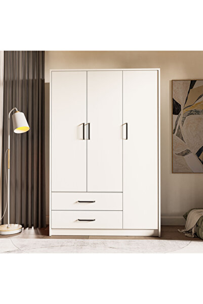 Mezza 3514 WIEN 3 KAPILI DOLAP 2 ÇEKMECELİ 4 RAFLI 1 ASKILI GARDIROP BEYAZ