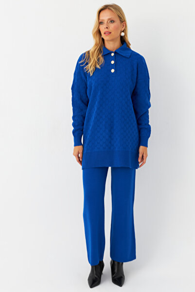 Cool & Modest Сакс Кольоровий Перлинний Жіночий Трикотажний Комплект - MNUV33