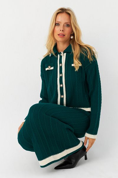 Cool & Modest Emerald Green Women's Knitwear Set - Bottom and Top Set Nuv34