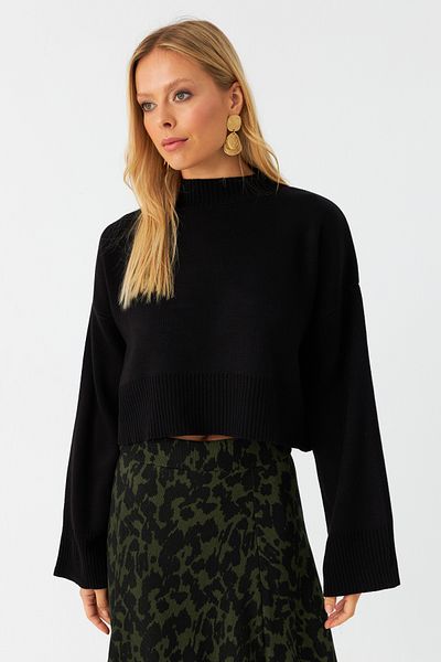 Cool & Sexy Pulover scurt de damă negru - YİL559