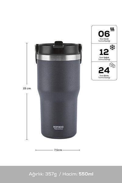 Karaca Star Ice 550 ml Gray Steel Leakproof Thermos