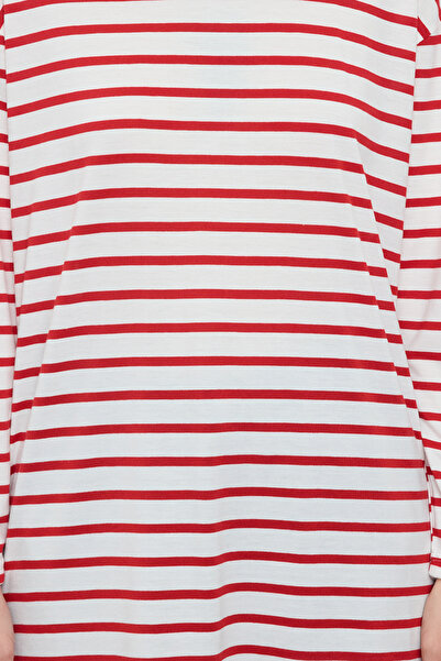 Trendyol Modest Knitted Red Striped Tunic - Tctaw22Uk0240
