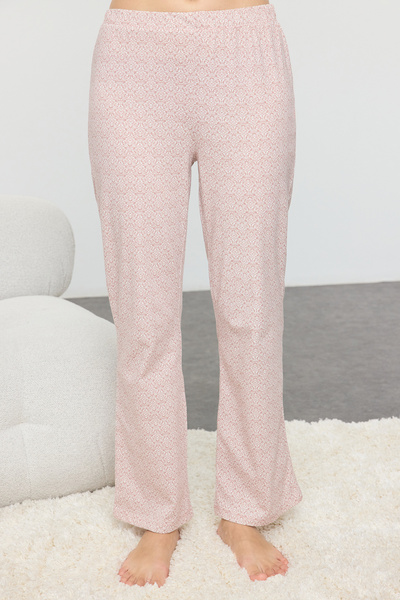 Trendyol Collection Pink 100% Cotton Ethnic Patterned Knitted Pajamas Set Thmaw25Pt00208