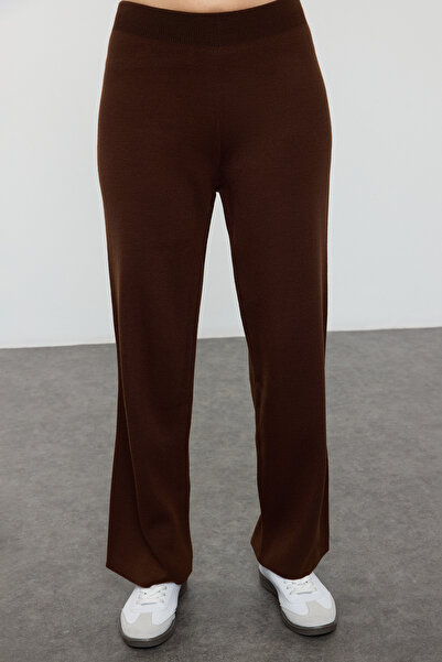 Trendyol Collection Brown Striped Knitwear Pants Bottom-Top Suit Twoaw24Au00045