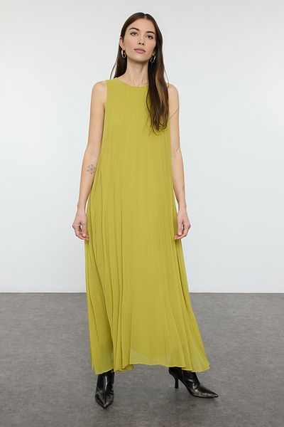 Trendyol Modest Khaki plisované spodní prádlo šaty Tctaw25Eb00089