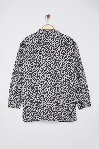 Trendyol Curve Πολύχρωμο τζιν μπουφάν με μοτίβο ζώων TBBSS25AG00000