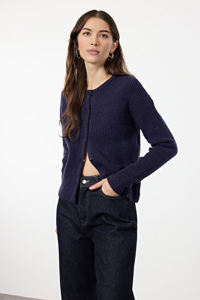 Συλλογή Trendyol Ζακέτα με λαιμόκοψη Navy Blue - TWOAW25HI00091