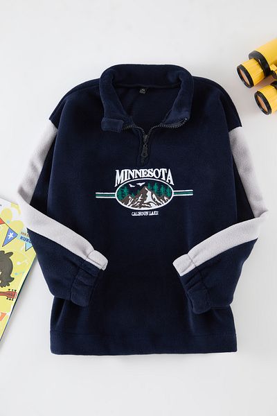 TRENDYOLKIDS Тъмносин обикновен плетен суичър Mini Me Tkdaw25Sw00111