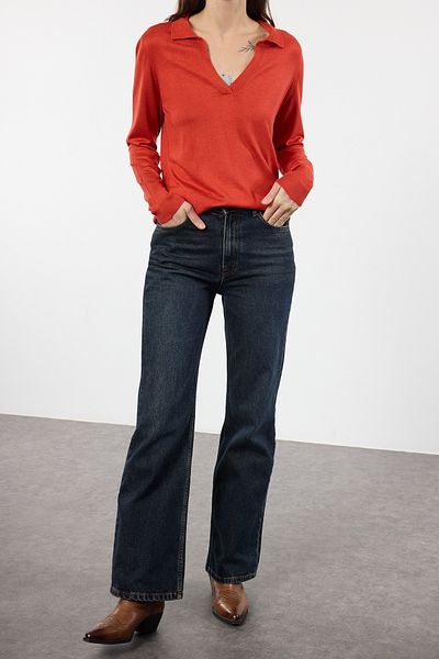 Edit by Trendyol Pulover din tricot viscoz cu gât polo - TEDAW25KZ00059