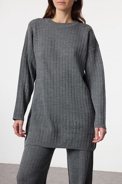 Edit by Trendyol Anthracite Fitily Knitwear Bottom Top Suit Tedaw25Us00036