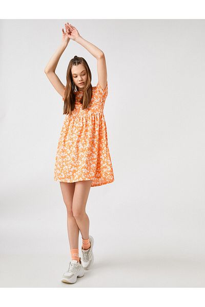 Koton Short Sleeve Floral Dress