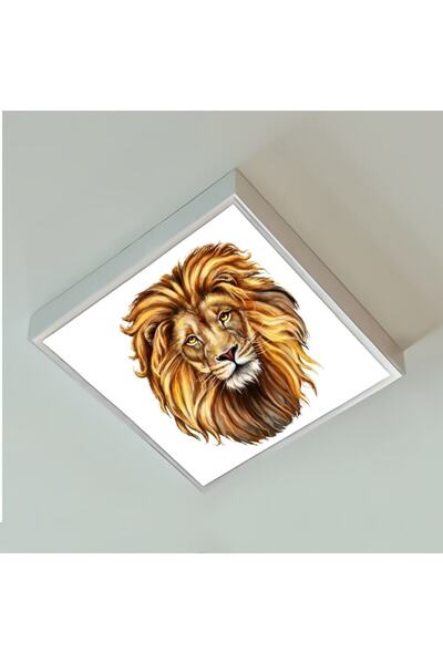 Gökyüzü Panel Aslan Çocuk Odası Led Avize-60w Aydınlatma-şık Tasarım-60cmx60c...