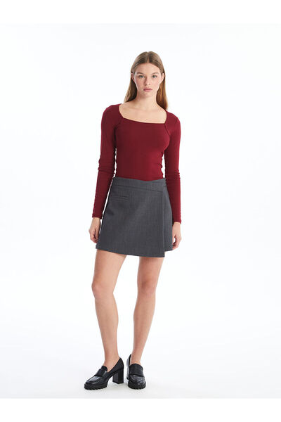 LC Waikiki Özmarka Yeni Sezon Kadın Beli Fermuarlı Düz Şort Etek