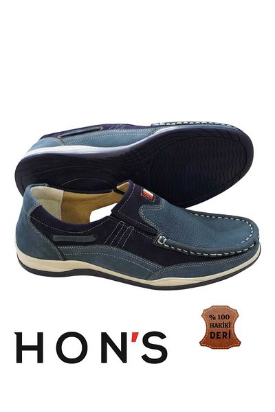 HON'S Piele nubuck autentică - Pantofi pentru bărbați cu talpă ortopedică (model AU01)
