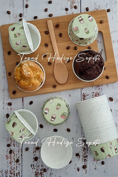 Trend Hediye Sepeti 50Pcs Mint Green Jumbo Muffin Cupcake Molds - Airfryer Compatible