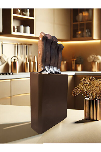 B-H-A BIÇAKÇI HACI AHMET Sürmene BHA Kütüklü Günlük Kullanım Mutfak Bıçak Seti 5 Parça Kurban Mutfak Bıçağı Çeyiz El Yapımı