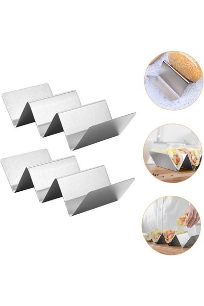 Seyese 2 Pieces Stainless Steel Presentation Serving Stand - Bread, Taco, Sandwich, Toast, Burger Presentations, Long Lasting