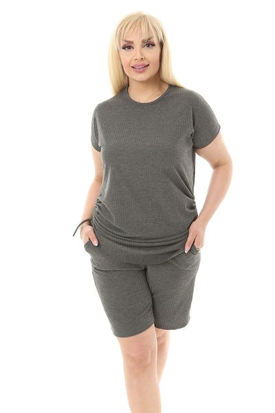 MELSAY Plus Size Anthracite Camisole Shorts Set