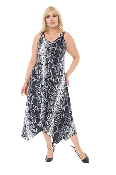 MELSAY Gray Starfish Patterned - Women's Dress with Strappy Buckle Detail