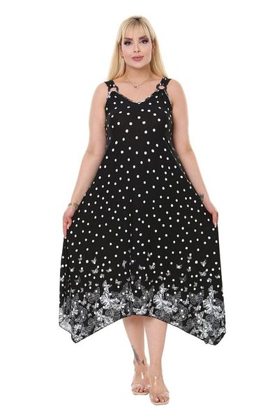 MELSAY Women's Plus Size Spotted Butterfly Pattern Strap Dress