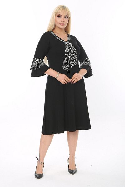 HERAXL Women's Plus Size Labyrinth Pattern Scarf Detailed Dress