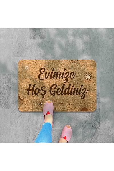 M&H Quality Digital Printed Door Front Mat Welcome Written Coco Look Door Front and Indoor Mat