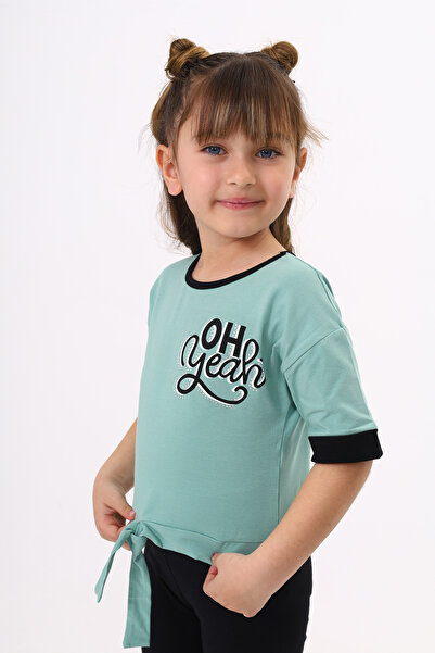 Toontoy Fată - Tricou cu imprimeu cu detaliu de legare