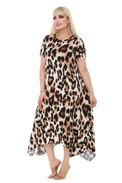 MELSAY Rochie asimetrică cu model pantera de mărime Plus