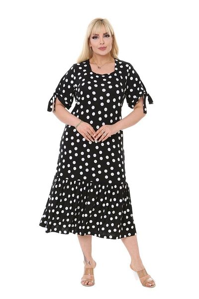 MELSAY Γυναικείο φόρεμα Μαύρο σε Plus Size Small πουά με δεμένα μανίκια